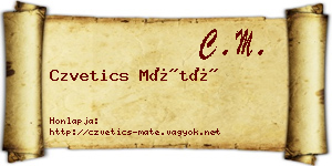 Czvetics Máté névjegykártya